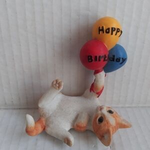 Kitty with Balloons Sherratt & Simpson Happy Birthday Orange Tabby Cat Figurine